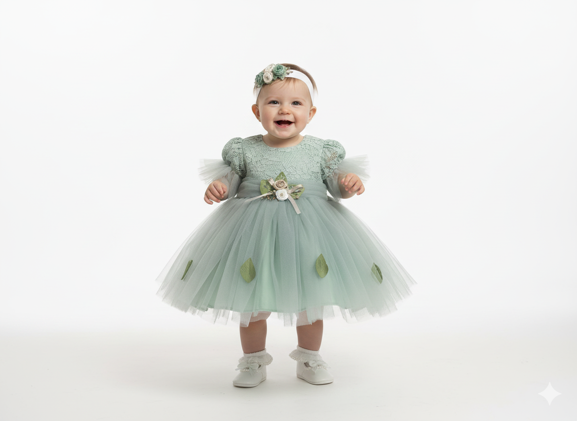 La Robe "Fée des Bois" en Tulle Vert d'Eau