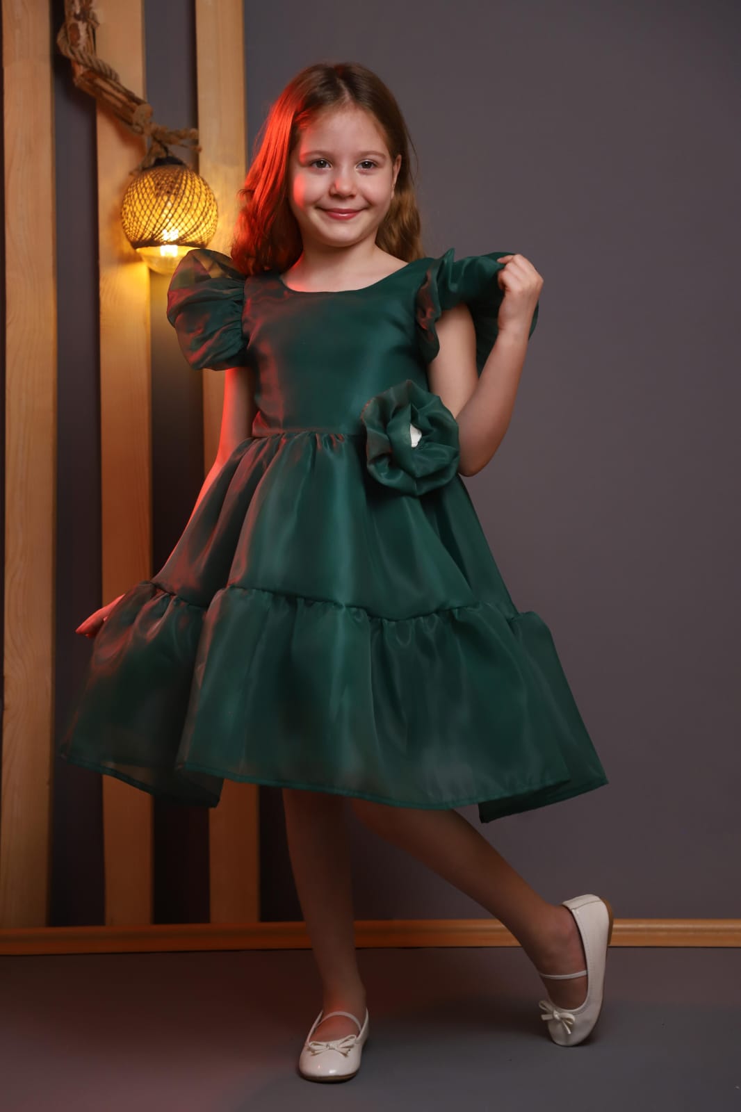 Robe en Dentelle Corail pour Fillette