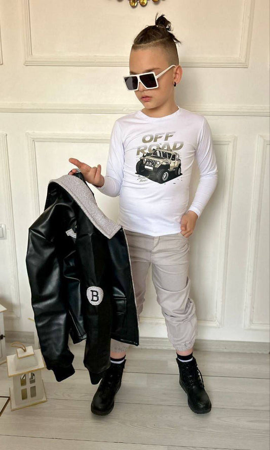Le Look Tout-Terrain Rock et Similicuir pour Garçon 3 pièces