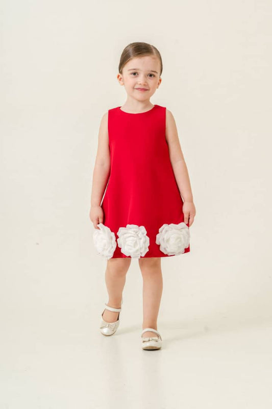 Robe Trapèze "Éclat de Rose" – Rouge Passion